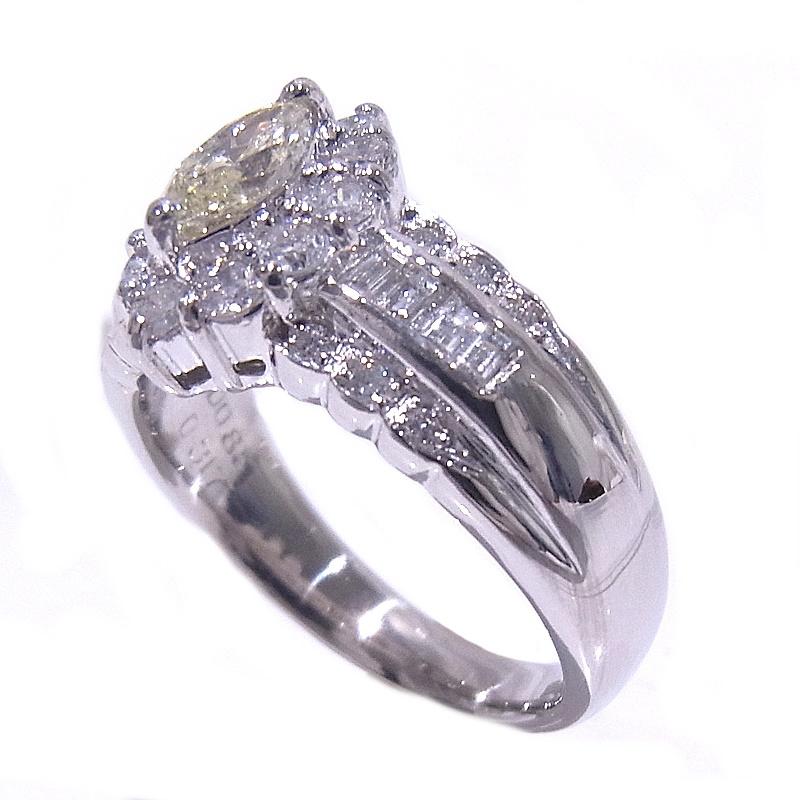 指輪 Pt900 プラチナ ダイヤリング イエローダイヤ 0.317ct メレダイヤモンド 合計0.85ct【中古】【程度A+】【新品仕上げ済み】の画像