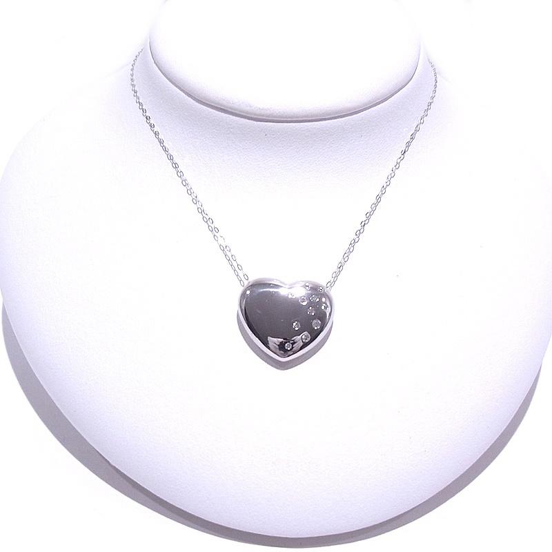 K14WG ITALYホワイトゴールドハートネックレス♡ K14WG ホワイトゴールド ネックレス ダイヤモンド 0.20ct ハート