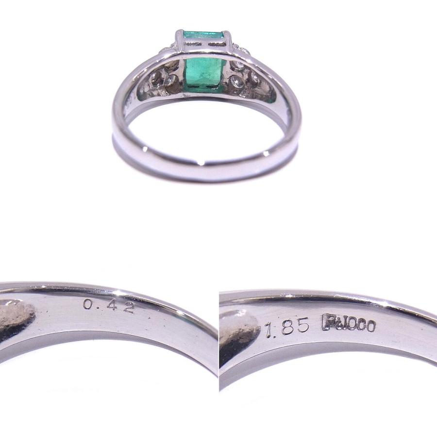 Pt1000　プラチナ　指輪　エメラルド 1.85ct ダイヤモンド 0.42ct　ノーブランド　リング　約12.5号 【中古】【程度A】【美品】の画像