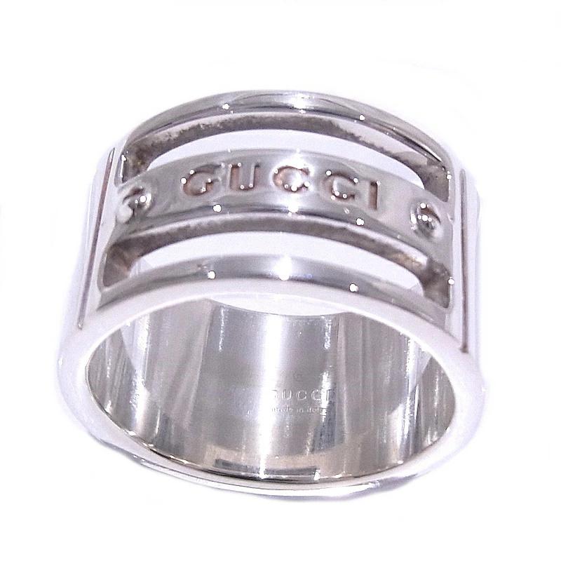 GUCCI（グッチ） ロゴ入りリング シルバー SV925 指輪 ＃18 【中古品