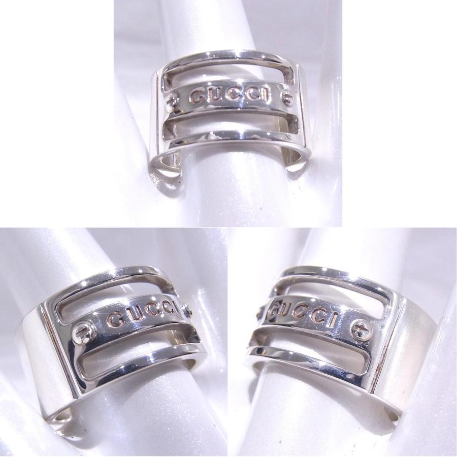 GUCCI グッチ GUCCI ロゴ入りリング シルバー SV925 指輪 ＃18 【中古  
