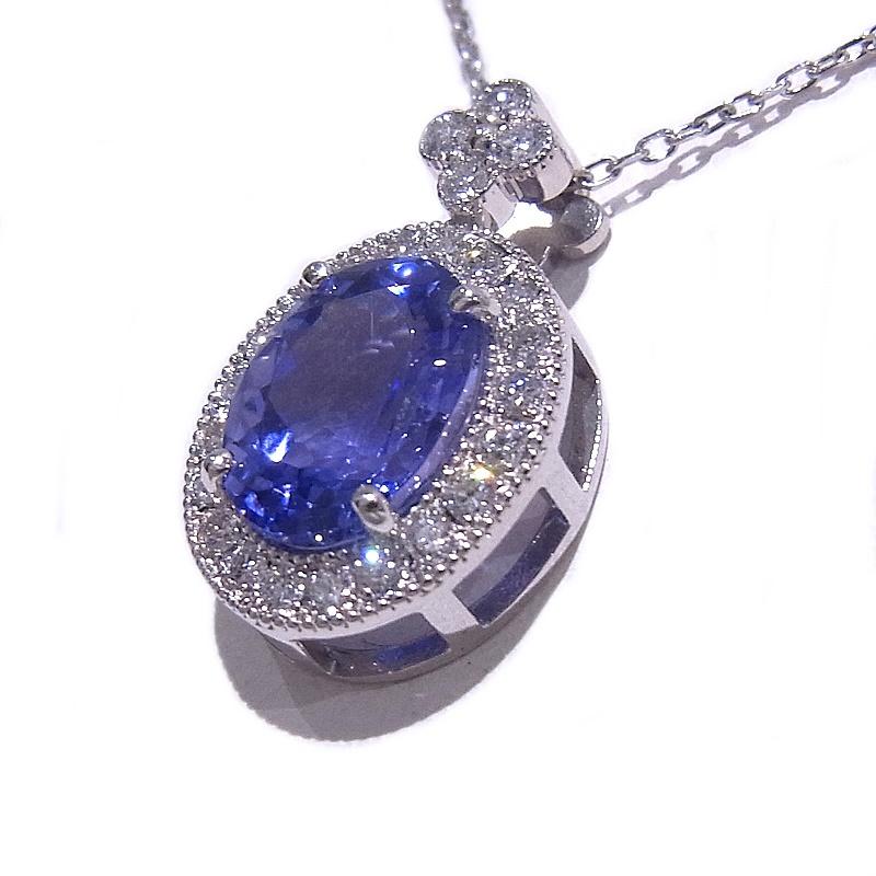 Pt950/900　プラチナ　ネックレス タンザナイト3.04ct　ダイヤ0.35ct　天然ゾイサイト 【中古】【程度A】【美品】の画像