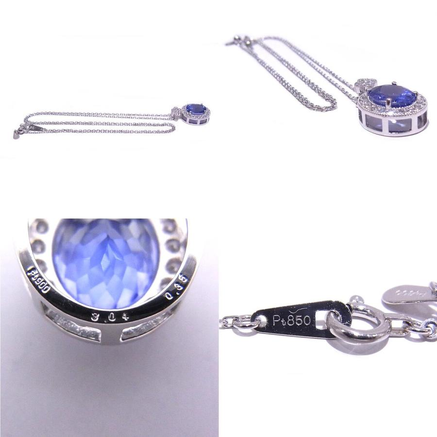 Pt950/900　プラチナ　ネックレス タンザナイト3.04ct　ダイヤ0.35ct　天然ゾイサイト 【中古】【程度A】【美品】の画像