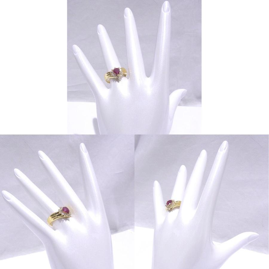 指輪　750　K18　YG　イエローゴールド ノーブランド　リング　ルビー　ダイヤ 【中古】【程度A】【極上美品】の画像