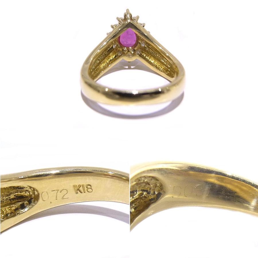 指輪　750　K18　YG　イエローゴールド ノーブランド　リング　ルビー　ダイヤ 【中古】【程度A】【極上美品】の画像