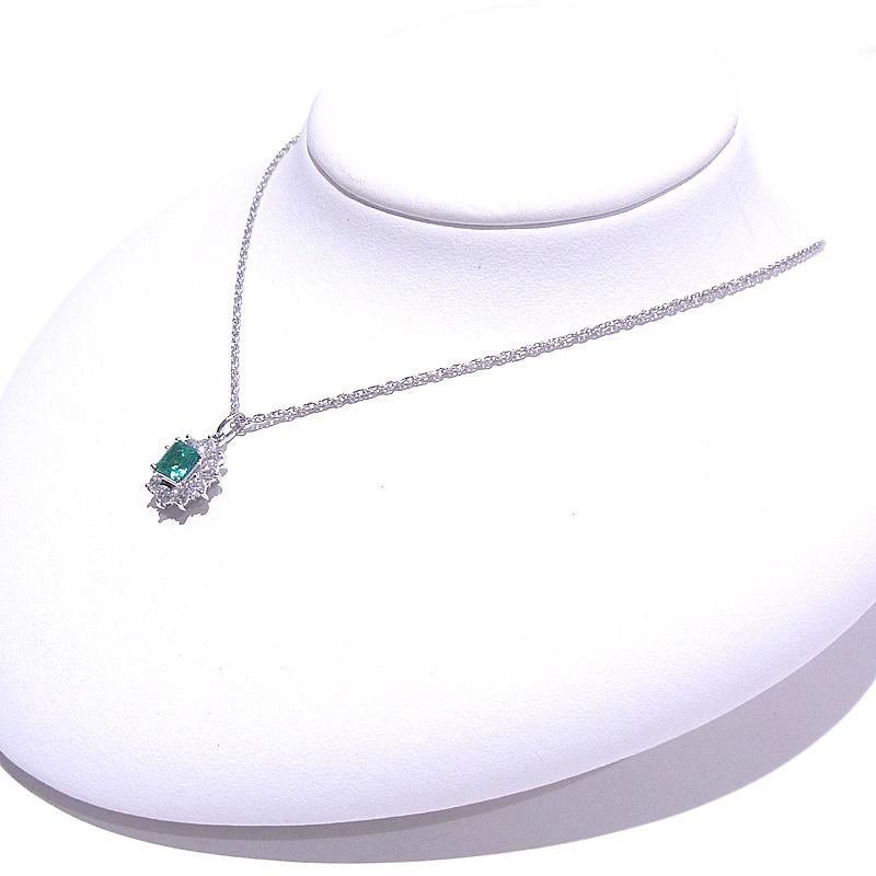 Pt850/Pt900 プラチナ エメラルド ダイヤ ネックレス エメラルド 0.78ct ダイヤ0.77ct【中古】【程度A+】【極上美品】の画像