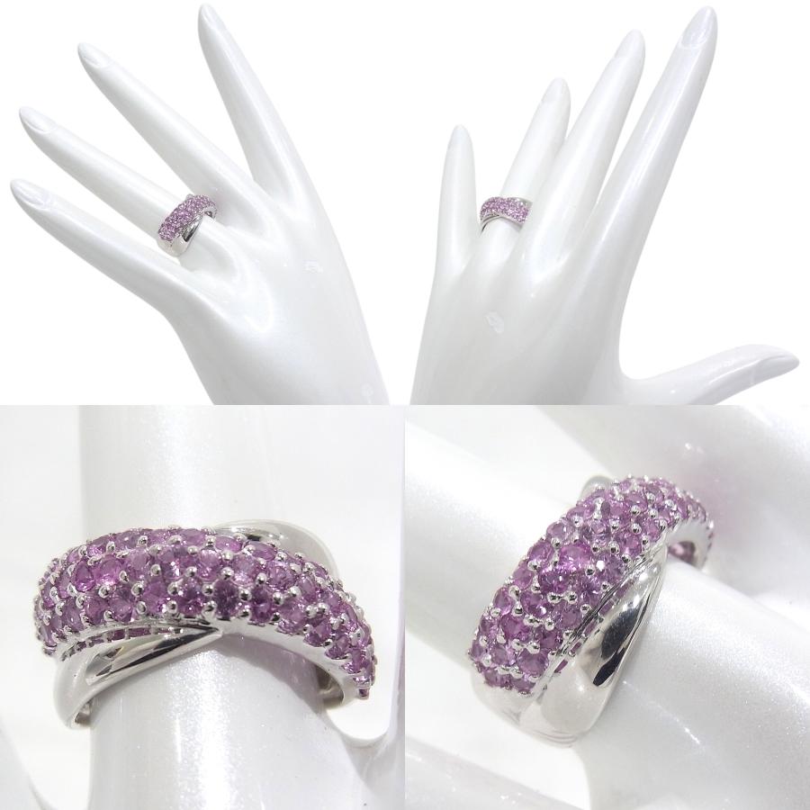 750　K18WG　ホワイトゴールド 指輪 ピンクサファイア1.30ct　ノーブランド　リング 【中古】【程度A】【美品】の画像