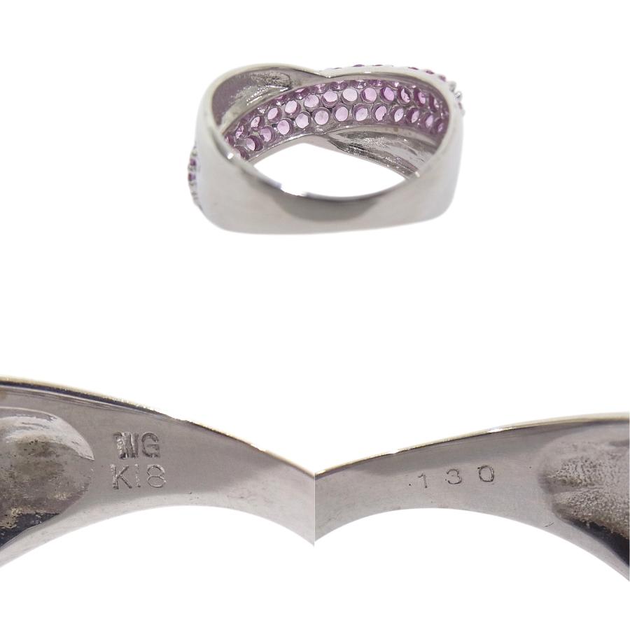 750　K18WG　ホワイトゴールド 指輪 ピンクサファイア1.30ct　ノーブランド　リング 【中古】【程度A】【美品】の画像