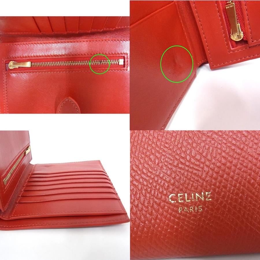 セリーヌ　レザー　ミディアム　ストラップ　マルチファンクション　折り財布 CELINE セリーヌ celine 二つ折り財布 マルチファンクション
