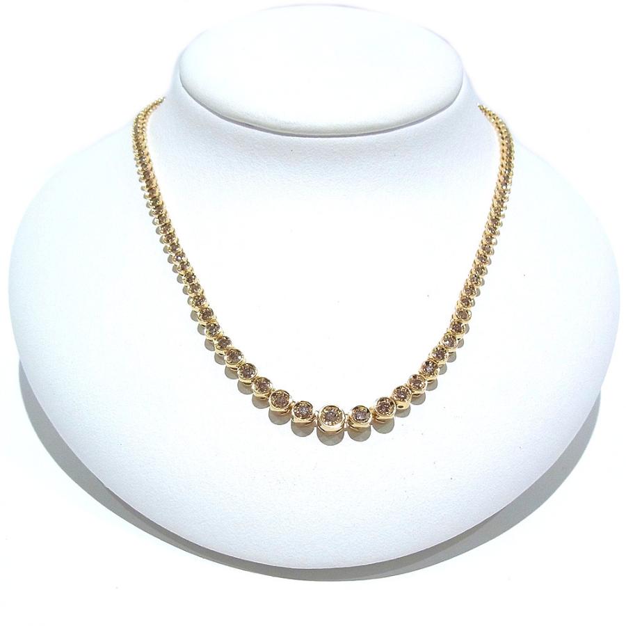 K18YG 750 イエローゴールド ダイヤ3.00ct テニスネックレス 【中古 