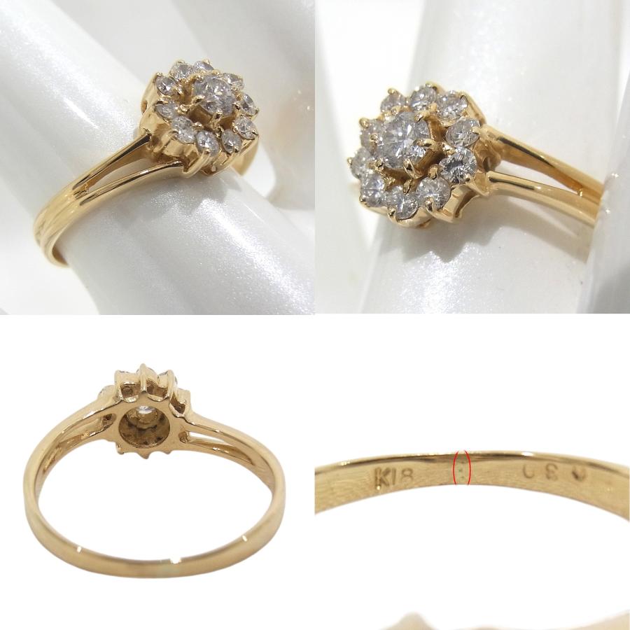 K18YG　イエローゴールド 指輪 ダイヤモンド　0.30ct ノーブランド　リング 【中古】【程度A】【美品】の画像