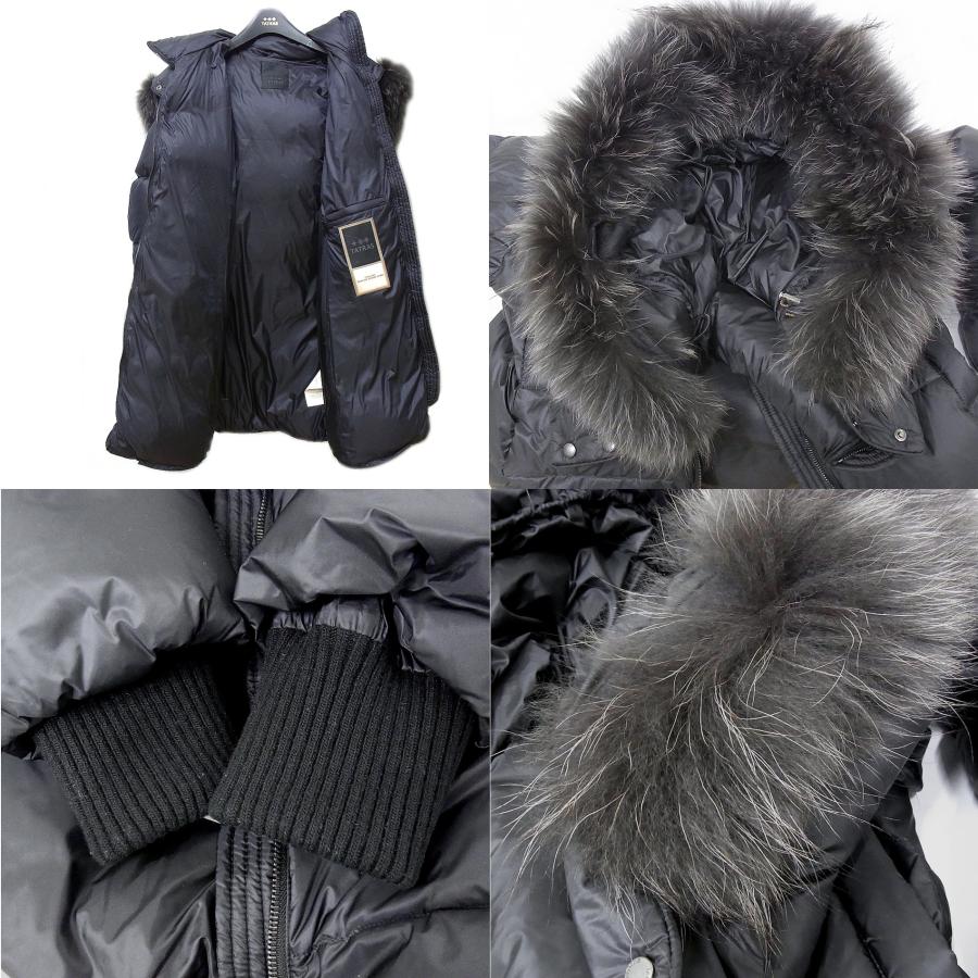 美品 タトラス TATRAS ダウンコート01 ブラック ベルト付 女優襟 TATRAS タトラス TATRAS ダウンコート レディース 黒 ブラック