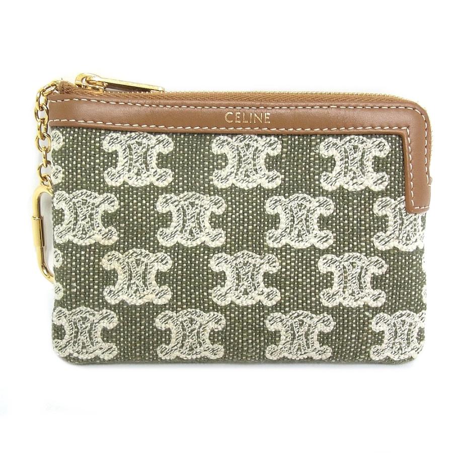 セリーヌ　ケース　キーリング　小銭入れ　ラウンドファスナー　トリオンフ CELINE（セリーヌ） コインケース トリオンフ コインパース グリーン