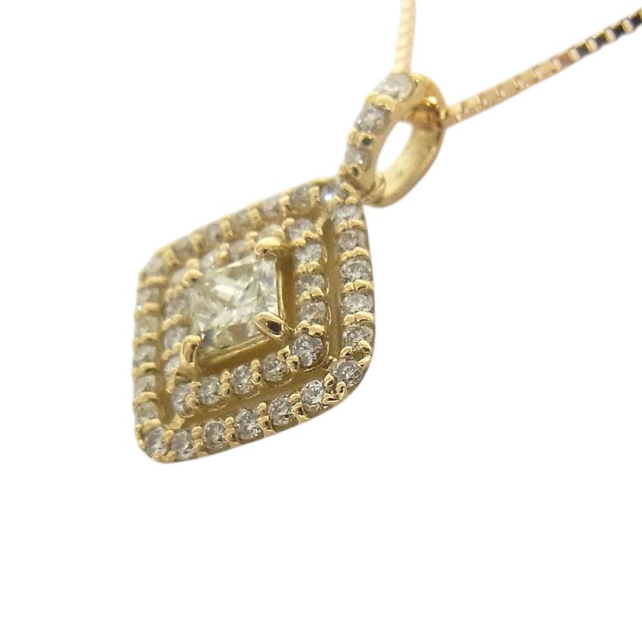 K18YG　750　イエローゴールド デザインネックレス　ダイヤ合計0.438ct 【中古】【程度A】【美品】の画像