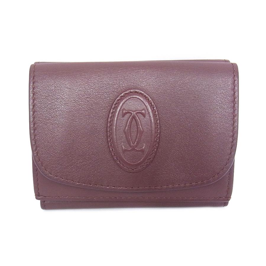 Cartier（カルティエ） 三つ折り財布 マストライン ボルドー レザー