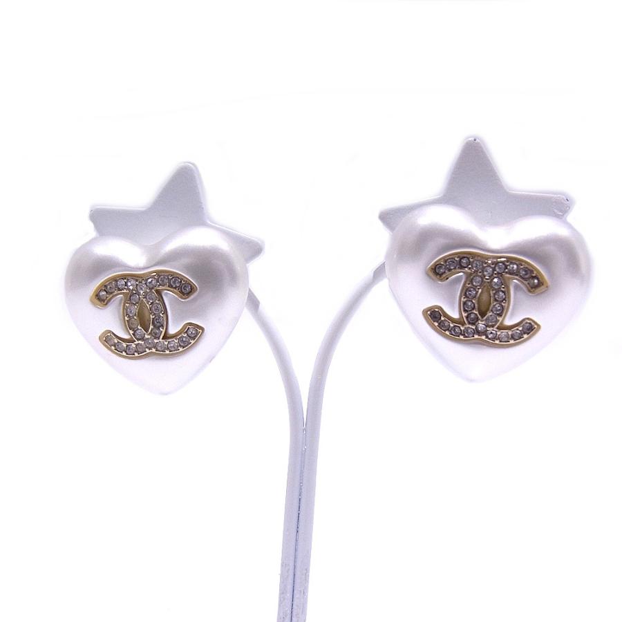 CHANEL シャネル ココマークピアス フェイクパール/ラインストーン入り