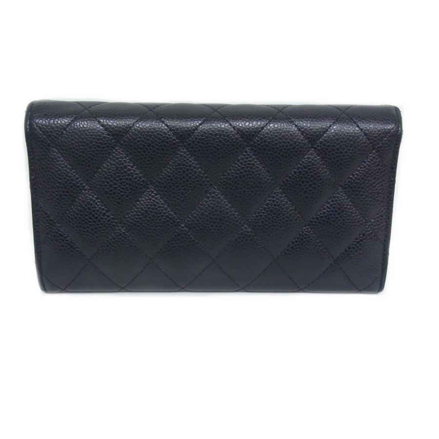 CHANEL シャネル 長財布 Wホック マトラッセ キャビアスキン ココ