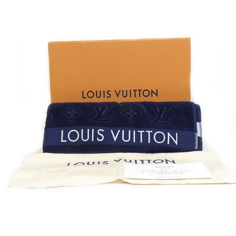 ルイヴィトン ビーチタオル LV バケーション ブルーマリーヌ ネイビー バスタオル モノグラム M77781【中古品】【程度A】【良品】の画像