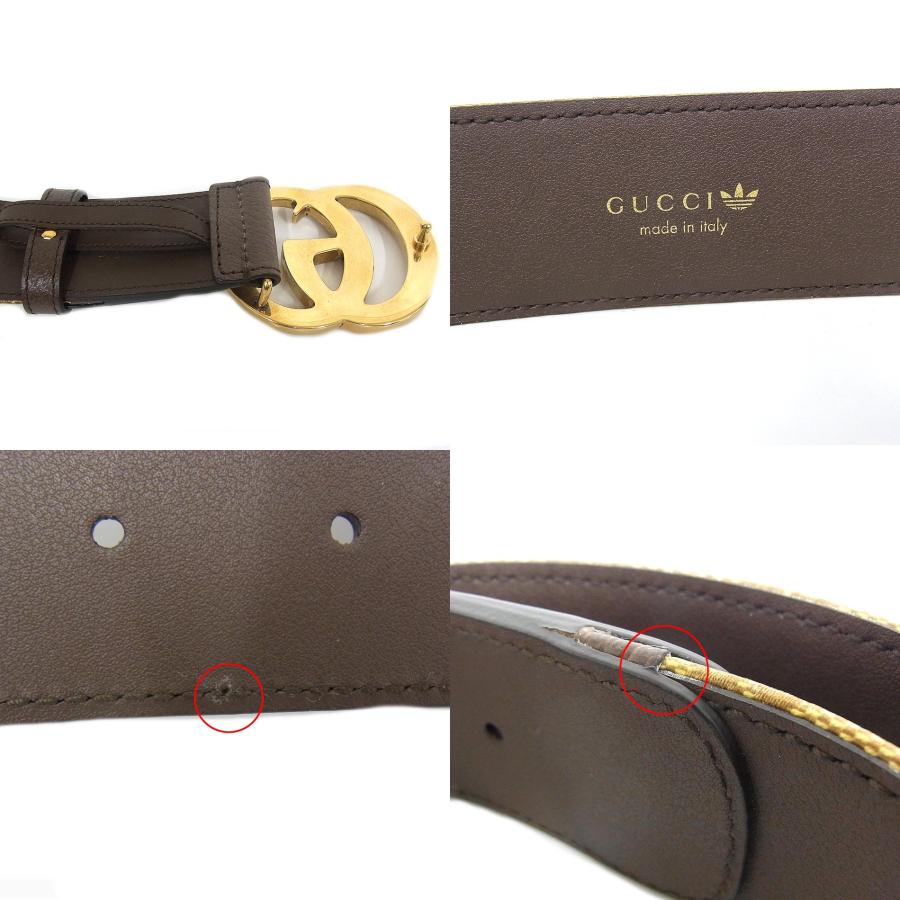 グッチ GUCCI ベルト レディース GUCCI×adidas アディダスコラボ GGマーモント レザー GG柄 406831 ゴールド金具【中古】【美品】_6