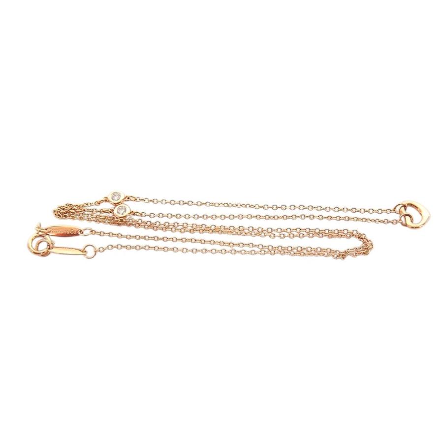 ティファニー TIFFANY&CO バイザヤード ダイヤモンド ピンクゴールド 750 K18PG ネックレス オープンハート【中古品】【程度A】【美品】の画像