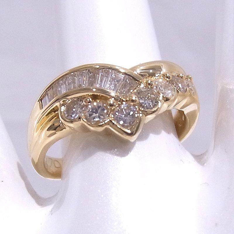 750　K18　YG　イエローゴールド 指輪 ダイヤ合計0.70ct　ノーブランド　リング 【中古】【程度A】【美品】の画像