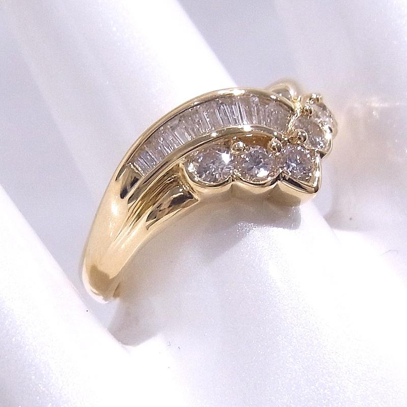 750　K18　YG　イエローゴールド 指輪 ダイヤ合計0.70ct　ノーブランド　リング 【中古】【程度A】【美品】の画像