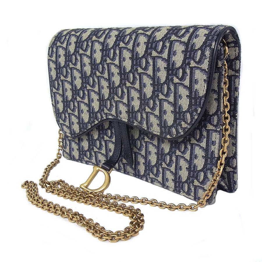 クリスチャンディオール　Christian Dior ショルダーバッグ　チェーンウォレット トロッター　Dモチーフ 【中古】【程度Ａ+】【美品】の画像