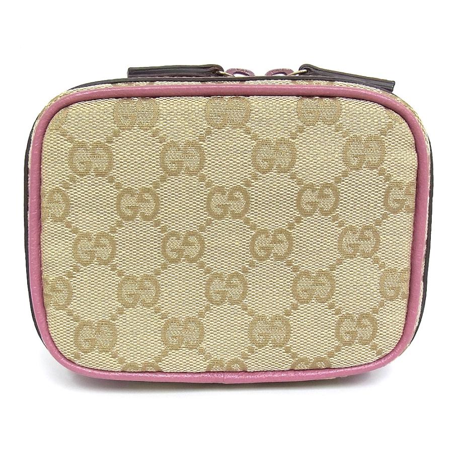 【美品】GUCCI アクセサリーポーチ キャンバス ブラウン ピンク GG柄 GUCCI（グッチ） キャンバス ポーチ 163231 ブラウン/ピンク GG柄