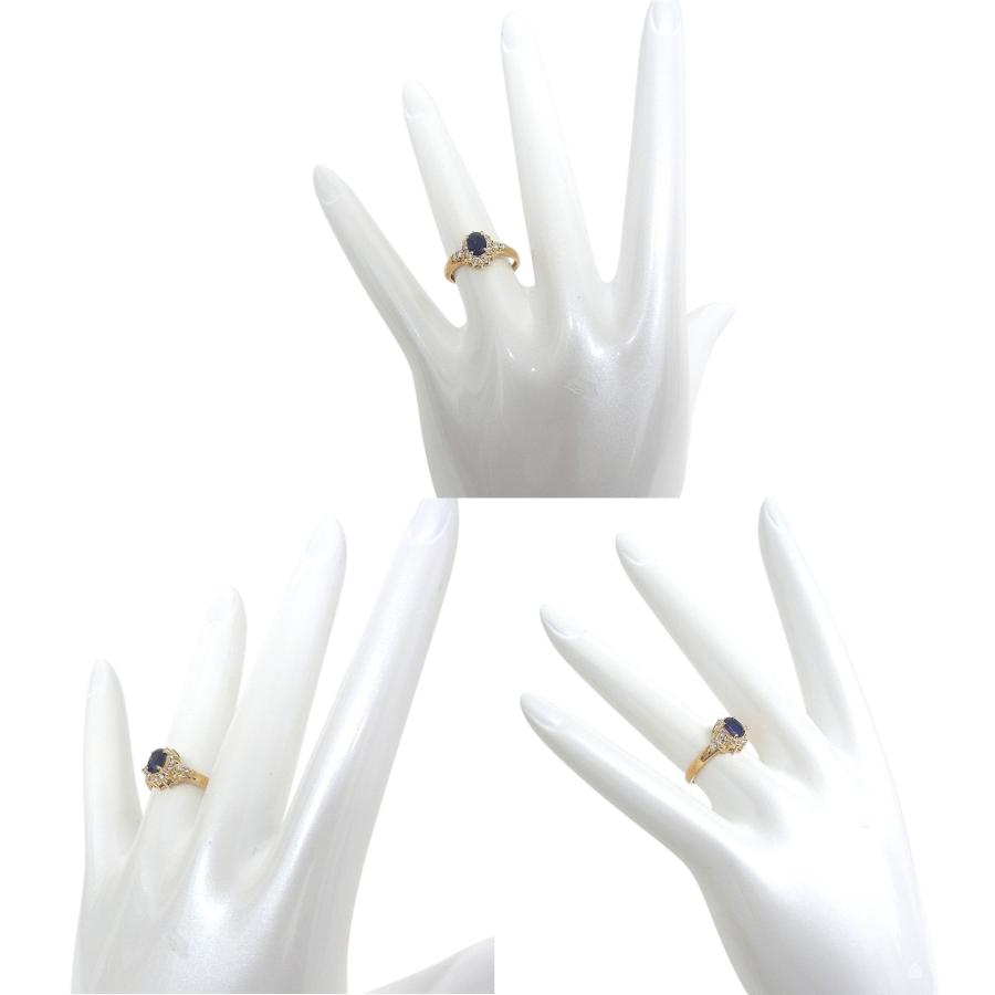 指輪　750　K18　YG　イエローゴールド ノーブランド　リング　サファイア　ダイヤ 【中古】【程度A】【極上美品】の画像