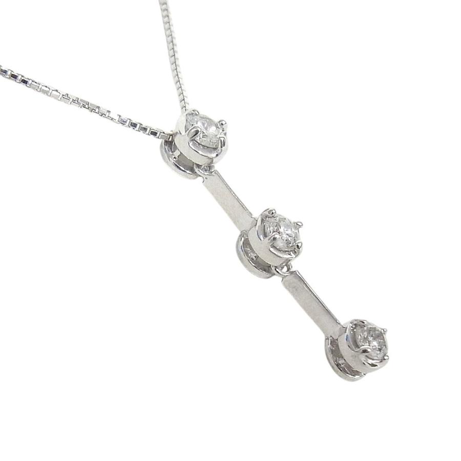 750　K18WG　ホワイトゴールド　ネックレス ダイヤ0.30ct　デザインネックレス 【中古】【程度A】【ノーブランド】の画像
