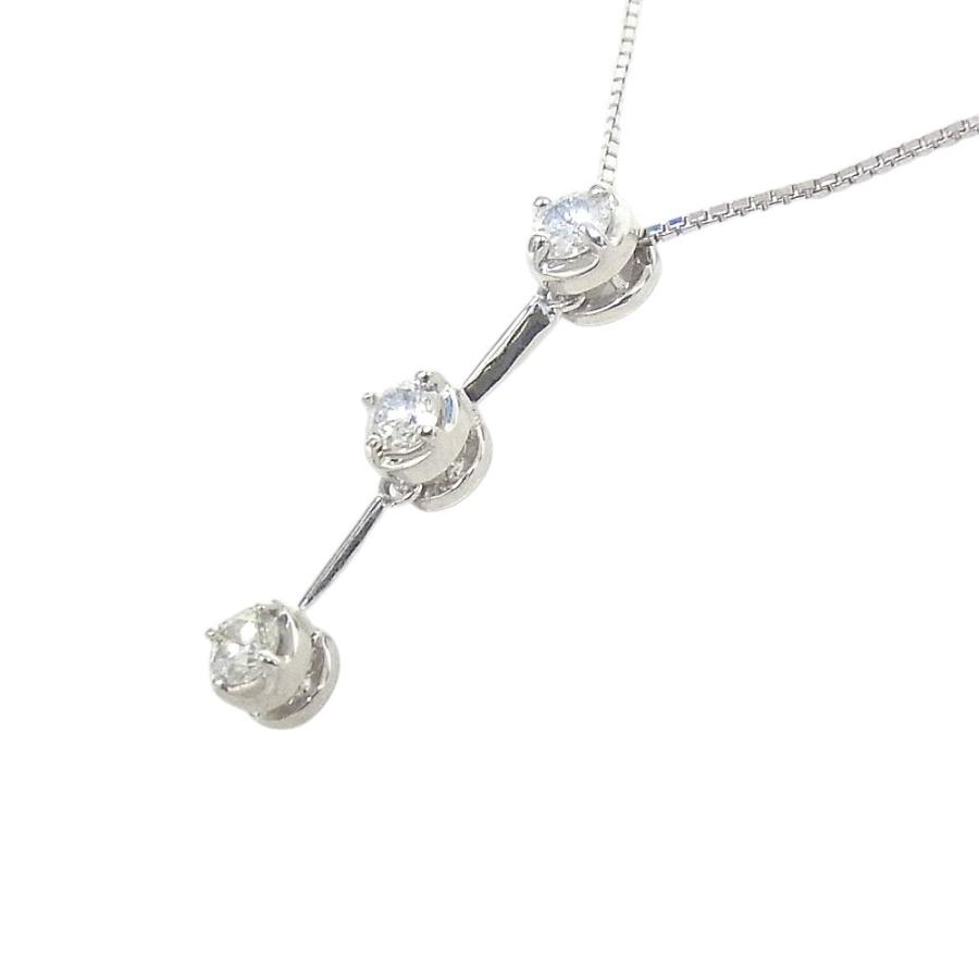750　K18WG　ホワイトゴールド　ネックレス ダイヤ0.30ct　デザインネックレス 【中古】【程度A】【ノーブランド】の画像