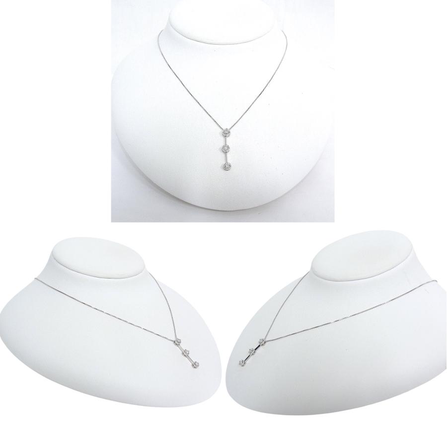750　K18WG　ホワイトゴールド　ネックレス ダイヤ0.30ct　デザインネックレス 【中古】【程度A】【ノーブランド】の画像