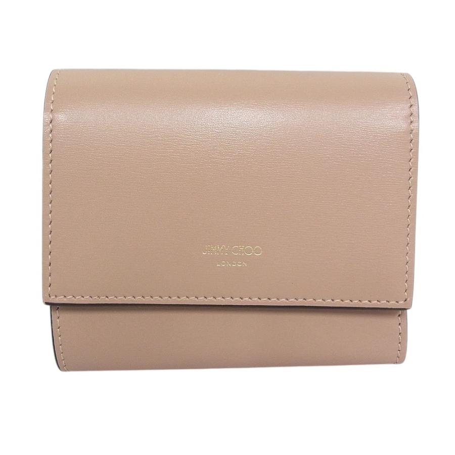 JIMMY CHOO（ジミーチュウ） 三つ折り財布 レザー ベージュ ピンク 