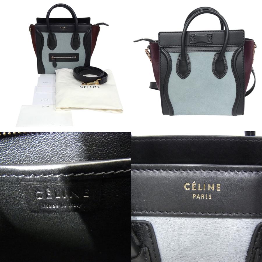 レディース CELINE ラゲージ ハラコ レザー ハンドバッグ