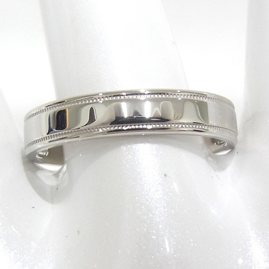 ティファニー TIFFANY&Co. Pt950 プラチナ ミルグレイン フラット バンドリング 約17.5号 指輪【中古】【程度A+】【極上美品】の画像