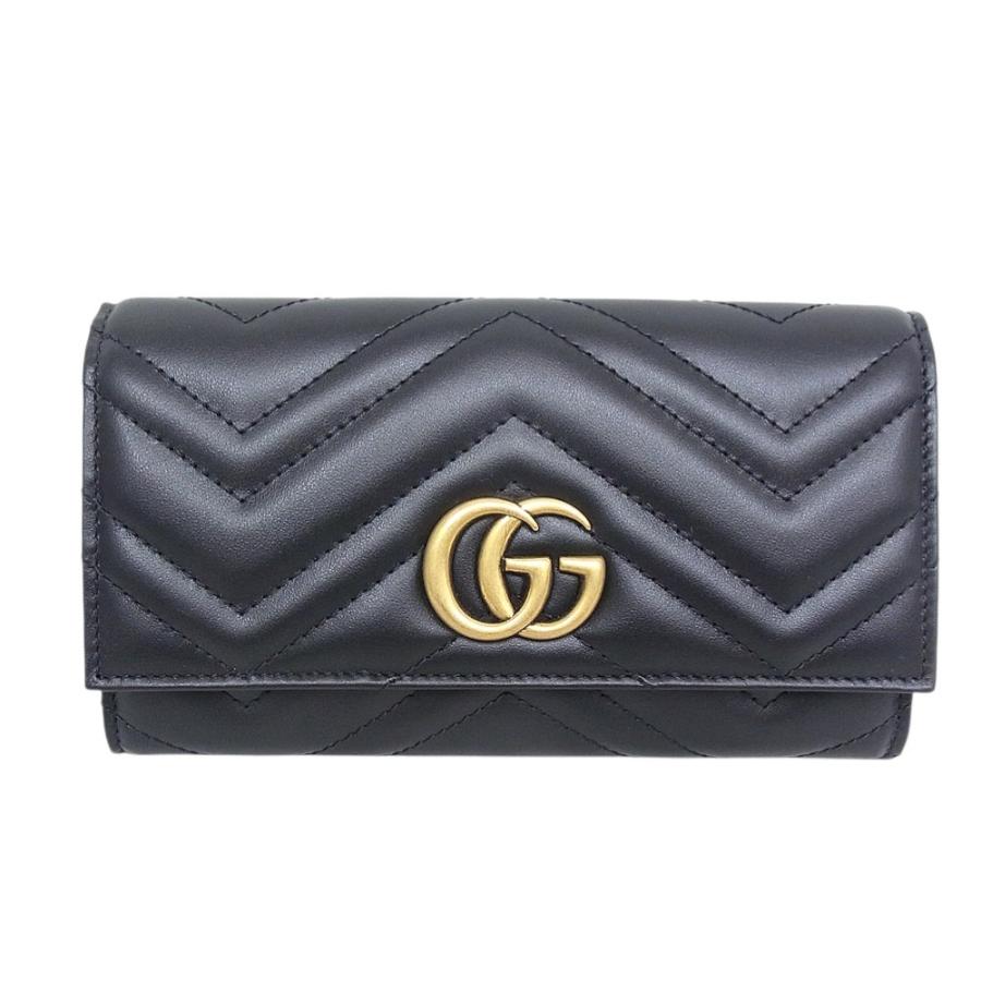 GUCCI（グッチ） 長財布 443436 GGマーモント NERO ブラック レザー