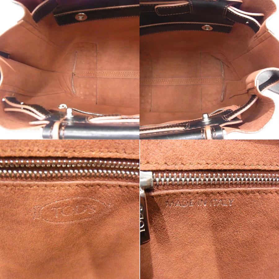 極上美品✨TOD’S ウェーブ トートバッグ スタッズ 黒 レザー TOD'S（トッズ） ウェーブスタッズトート レザー ブラック トート
