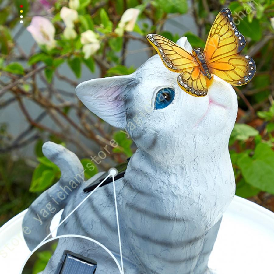 猫置物 ソーラーオーナメント LED 置物庭 ガーデンニング雑貨 猫置物 ソーラーオーナメント LED 置物庭 ガーデンニング雑貨