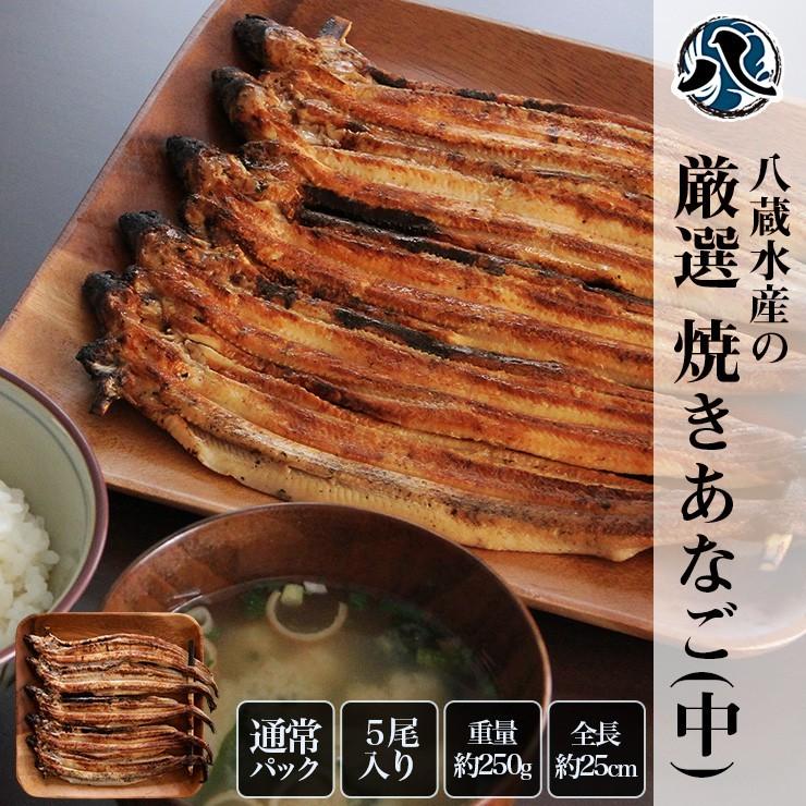 通常パック 八蔵水産の厳選焼きあなご 中サイズ 約250g 5尾入りセット