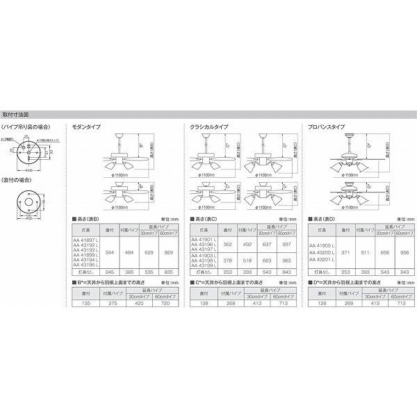 AA43196L コイズミ シーリングファン灯具 LED（電球色） 〜8畳の画像
