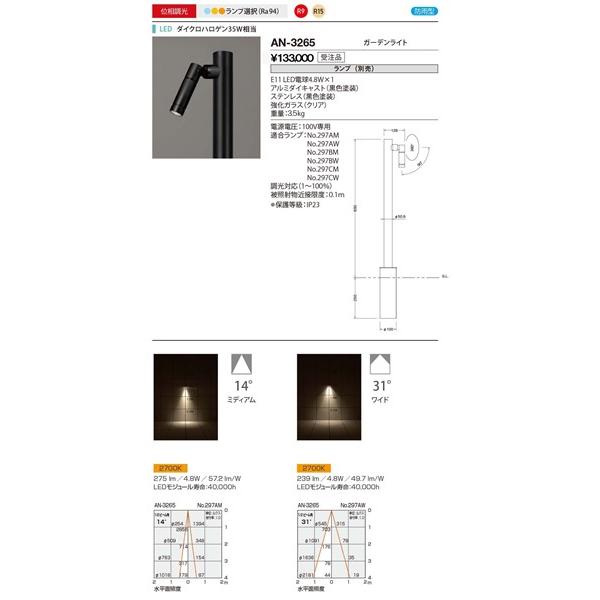 山田照明 屋外用スポットライト 黒色 ランプ別売 AN-3265の画像