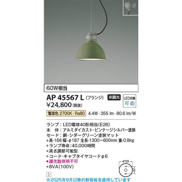 AP45567L コイズミ 小型ペンダント LED（電球色）_1