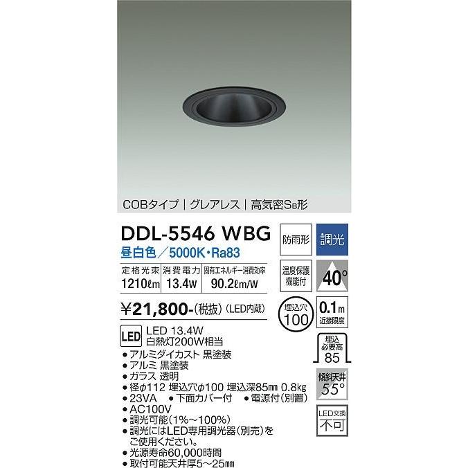 ダイコー ダウンライト(軒下用兼用) 黒 LED（昼白色） DDL-5546WBG_1