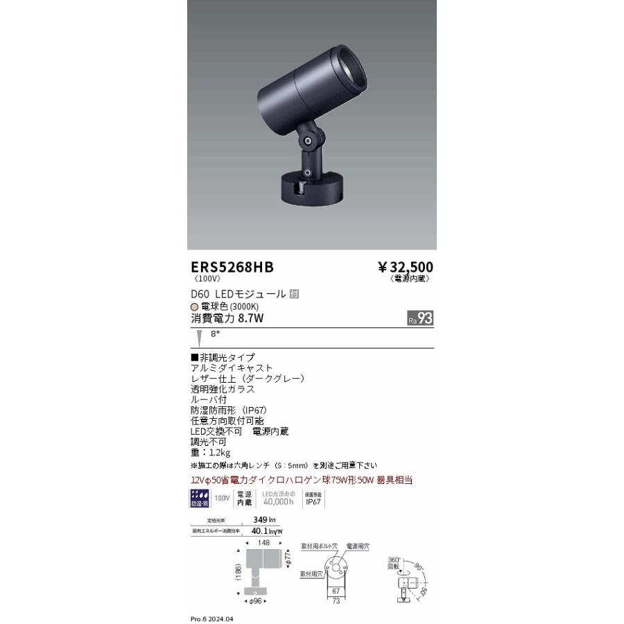 遠藤照明 LEDZ DUAL-S 屋外用スポットライト グレー LED（電球色） 狭角 ERS5268HB (ERS5268HB)_1