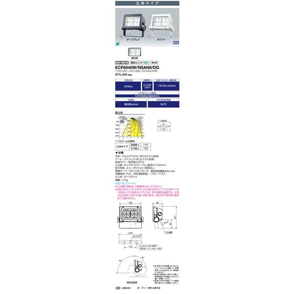 岩崎電気　LEDioc　FLOOD　DG　ECF6040W　SAN8　(ECF0696N　SAN8　ダークグレイ　60Wクラス　看板灯　後継品)　NEO　NSAN8　DG　DG・ECF0796N　LED（昼白色）　投光器