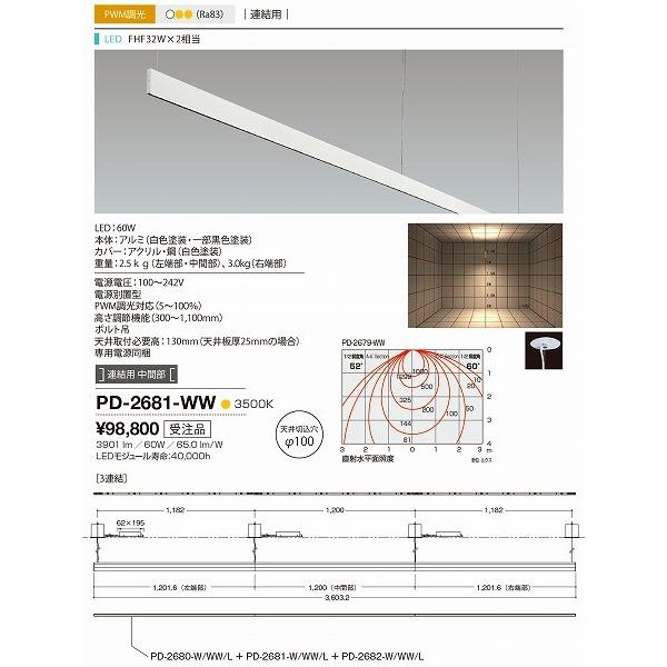 2017年2月発売予定 PD-2681-WW 山田照明 ペンダント 白色 LED