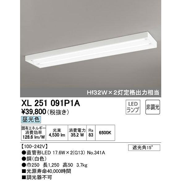 XL251091P1A オーデリック ベースライト LED（昼光色）