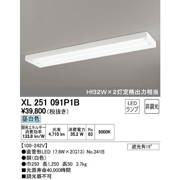 XL251091P1B オーデリック ベースライト LED（昼白色）