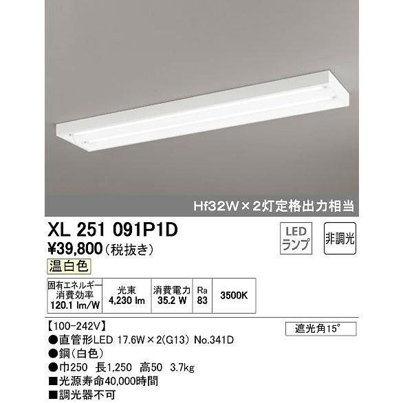 XL251091P1D オーデリック ベースライト LED（温白色）