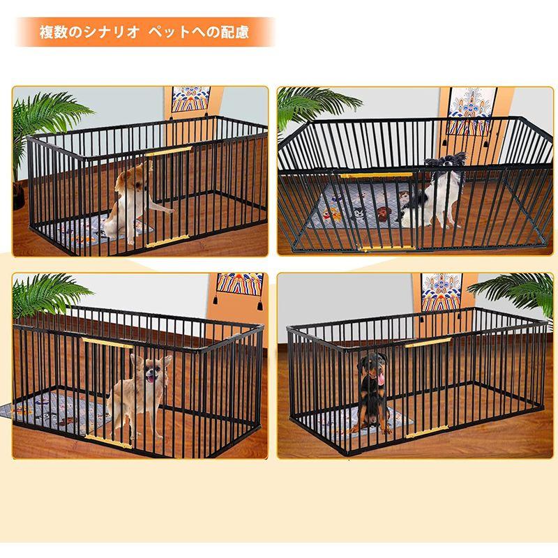 Rsoeei 黒いペットサークル 室内 ドッグサークル12面 犬 サークルケージ 小型 おしゃれ ペットフェンス ドア付き DIY ゲージ ペットフェンス 黒いペットサークル 室内 ドッグサークル12面 犬 サークルケージ 小型 おしゃれ ドア付き DIY ゲージ